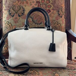 Michael Kors White and Black Kirby Satchel